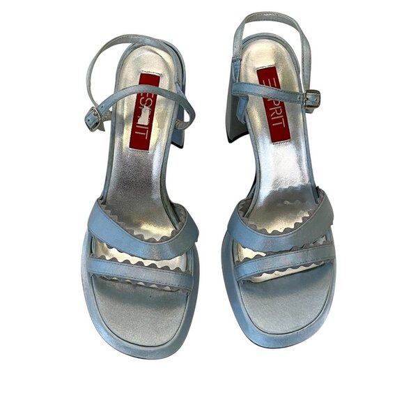 Vintage 90s y2k Esprit Chunky Platform Sandals Strappy Heels Escapade Blue 8 - Picture 5 of 10